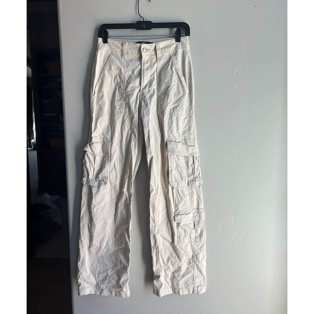 Hollister Ultra High Rise Baggy Cargo Pants Wide Leg Y2K 27 Utility Clean Girl